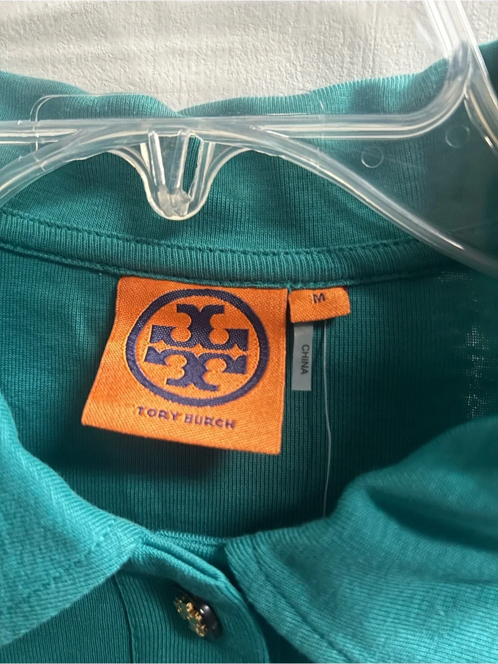Tory Burch Teal 3/4 Sleeves Polo Top - Sz M- new
